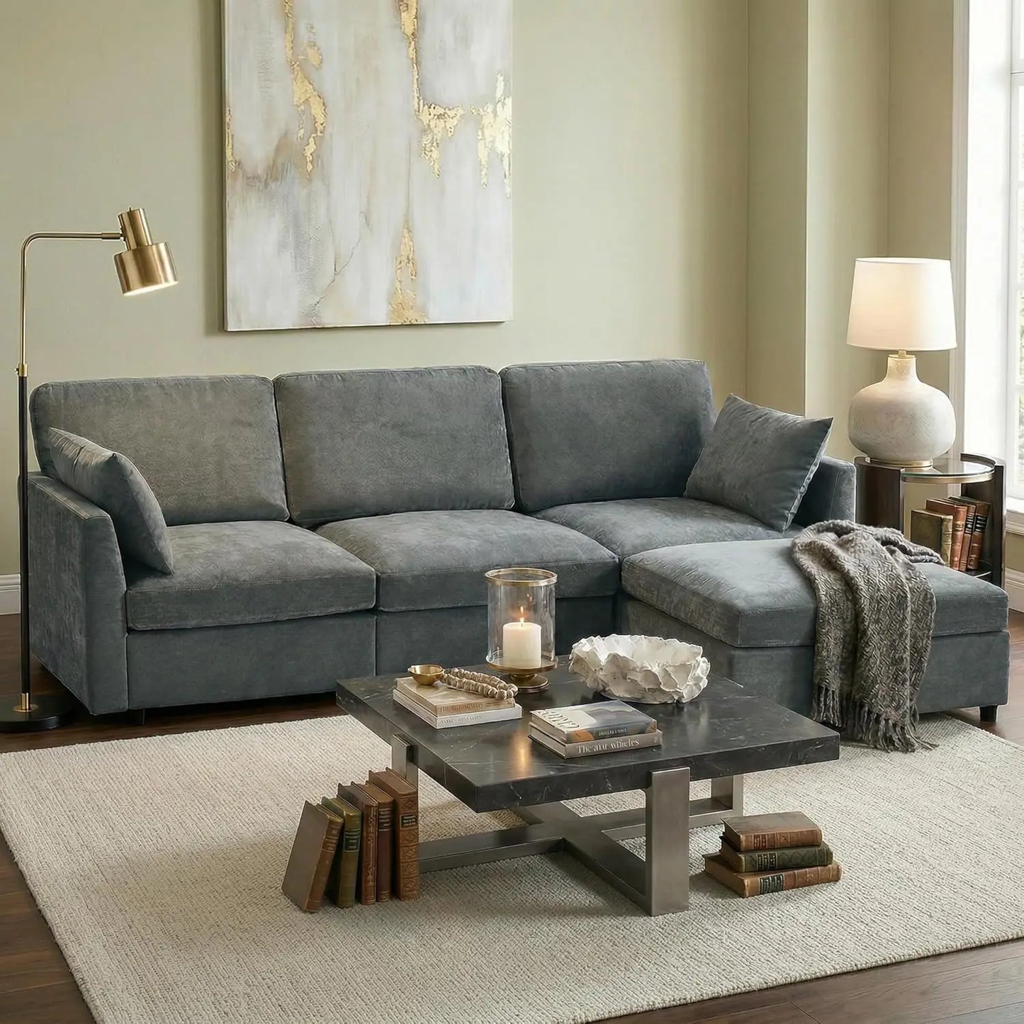 Cloud Sectional Sofa With Ottoman Movable L Shaped Modular