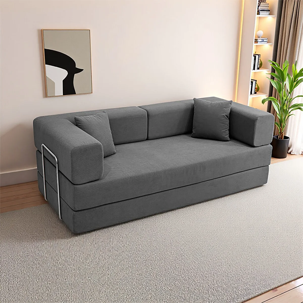 Foldable Sofa Bed With Removable Backrest For Living Room Seating