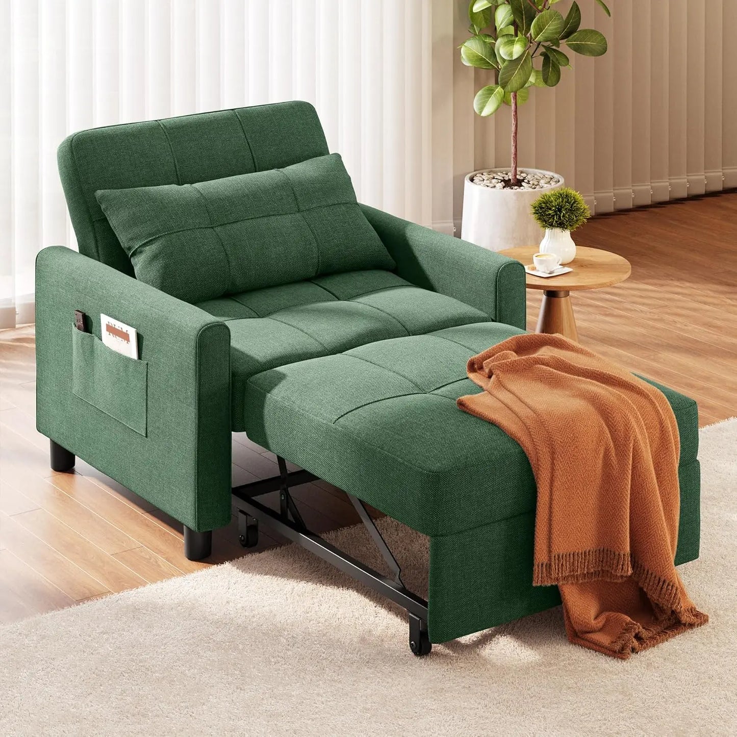 Three In One Convertible Sleeper Sofa Bed Linen Fabric