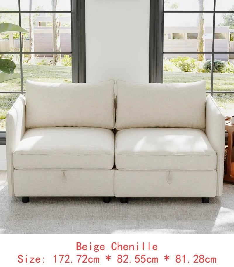 Modular Sectional Sofa Set With Storage 3 Seater Loveseat Chair