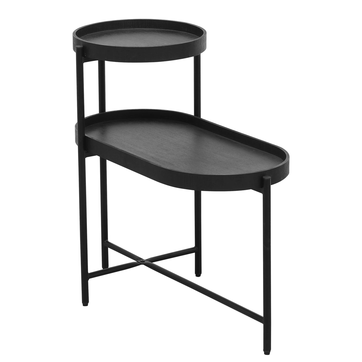 Two Tier Side Table With Storage Metal Frame End Table
