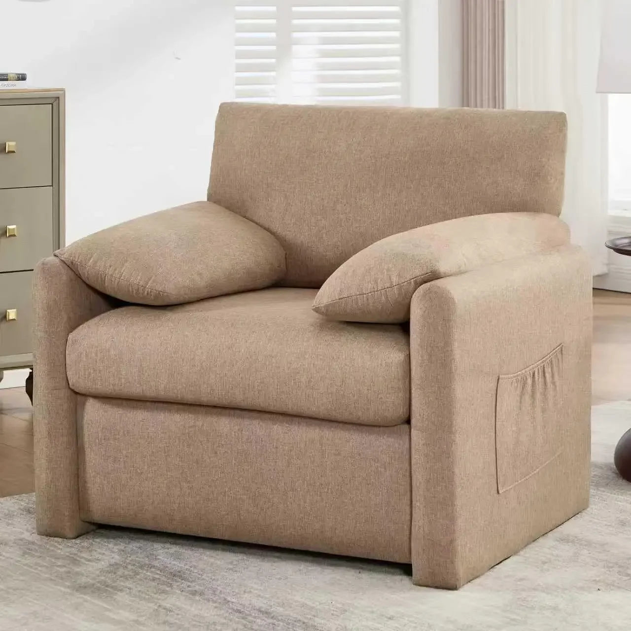 Custom Mid Century Modern Oversized Accent Chair With USB Ports
