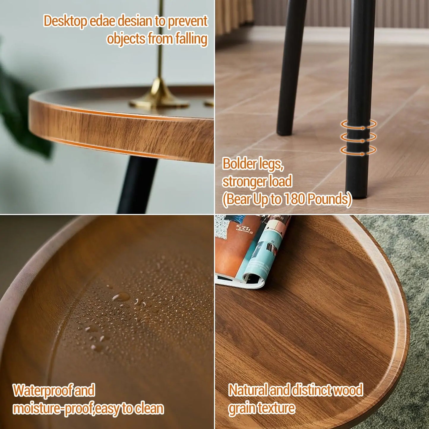 HiMISS Nesting Coffee Tables Set Walnut Mid Century Modern