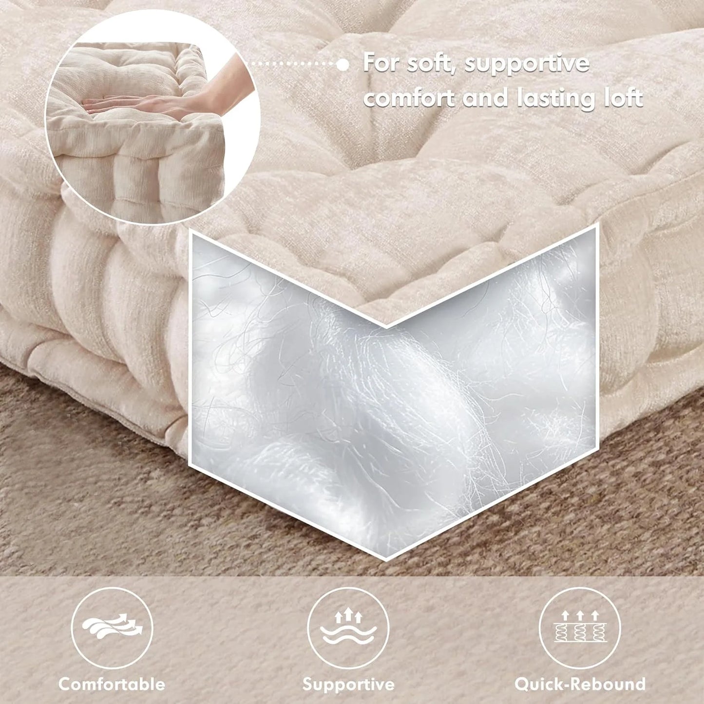 Square Intelligent Design Memory Floor Pillow for Meditation and Yoga