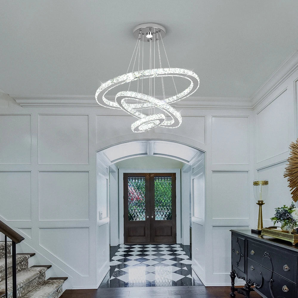 Crystal Modern Pendant Light Chandelier With Dimmable LED