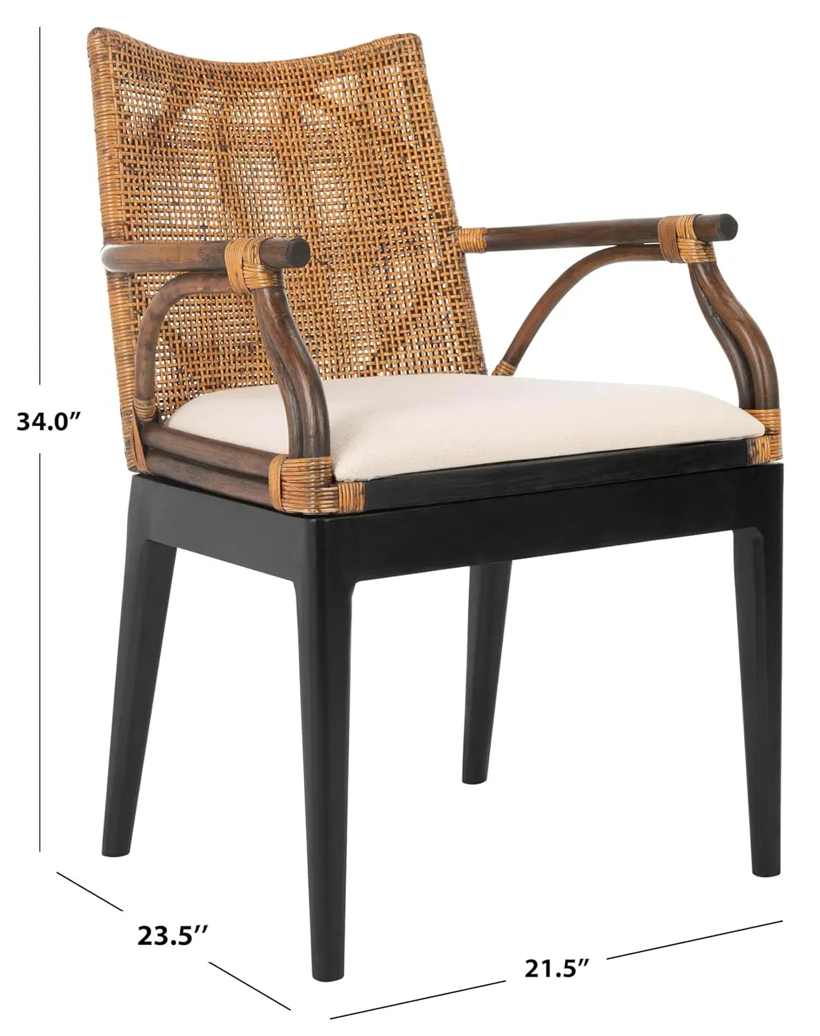 Solid Wood Rattan Arm Chair For Living Room Modern Style