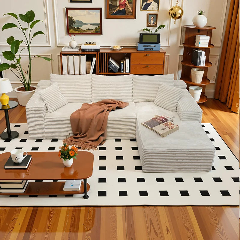 L Shaped Living Room Sofa Bed Convertible Minimalist Deep Seat