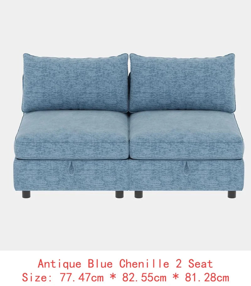 Modular Sectional Sofa Set With Storage 3 Seater Loveseat Chair