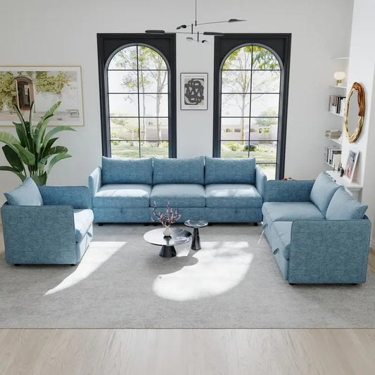 Modular Sectional Sofa Set With Storage 3 Seater Loveseat Chair