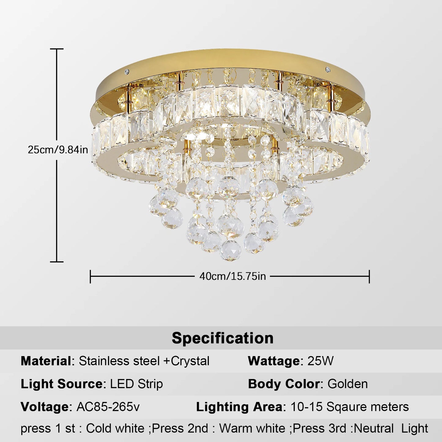 VETRULUS Crystal Chandelier Luxury Pendant Ceiling Lamp