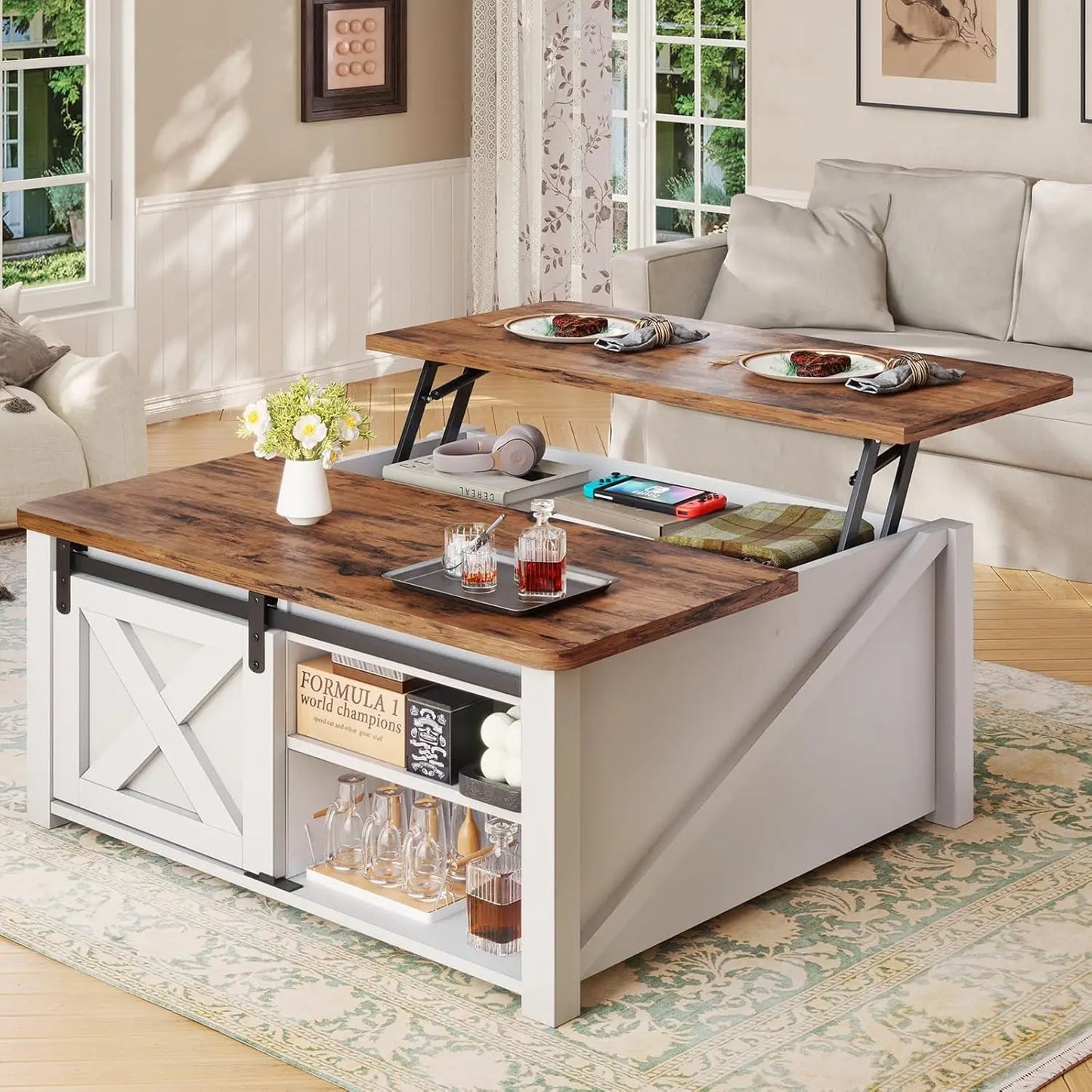 Lift Top Coffee Table With Storage Farmhouse Style