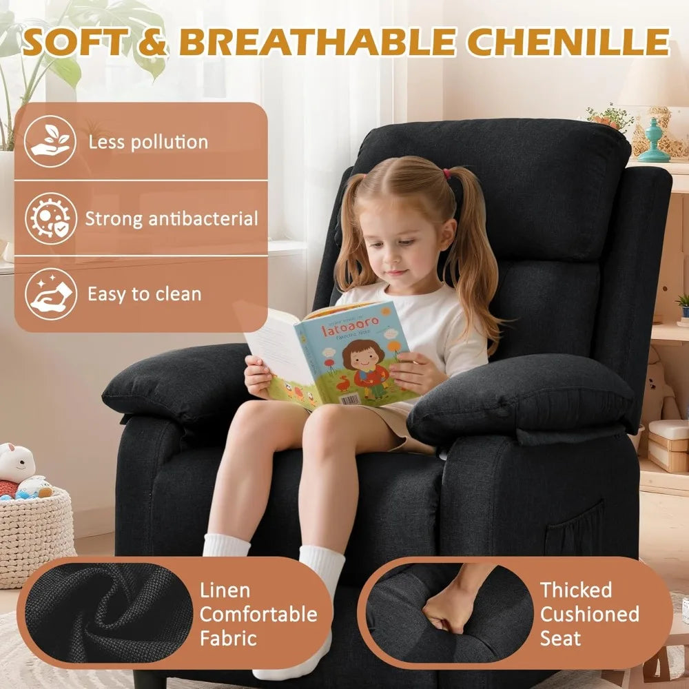 Padded Deep Seat Recliner With Side Pockets Living Room