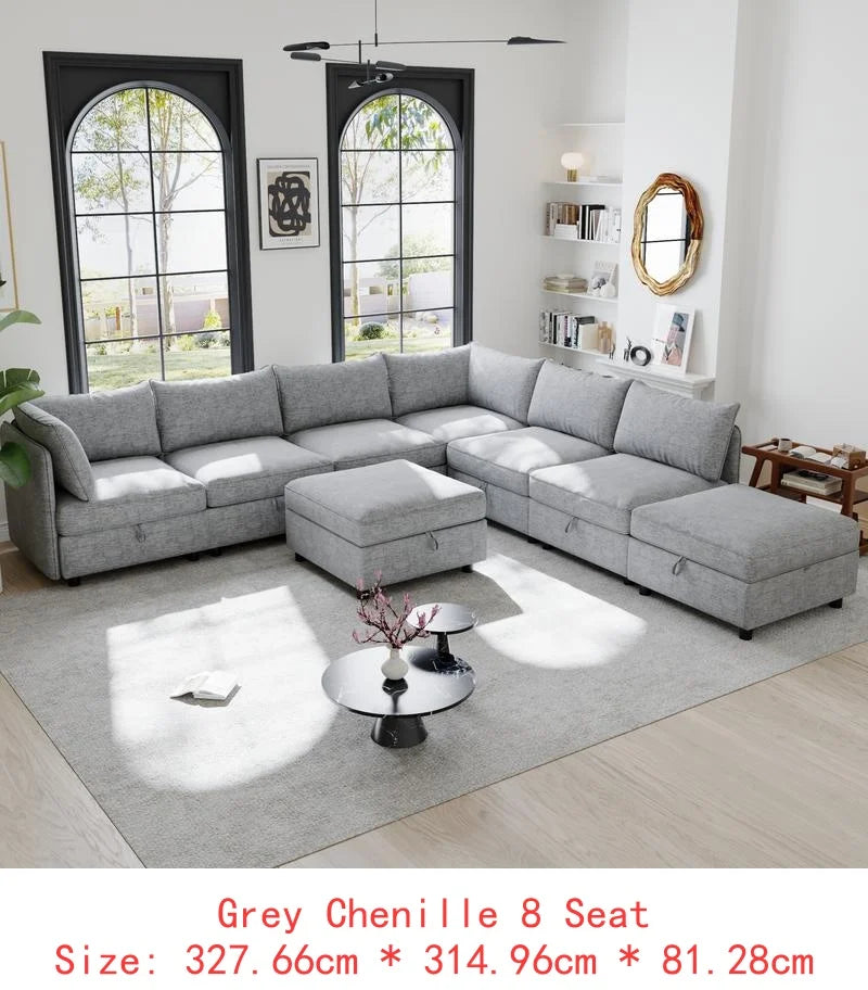 Modular Sectional Sofa Set With Storage 3 Seater Loveseat Chair