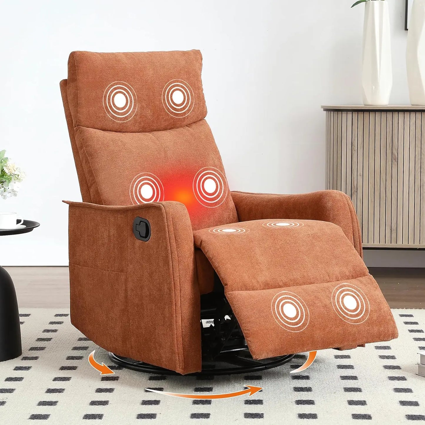 Manual Swivel Rocker Recliner Chair For Adults With Massage