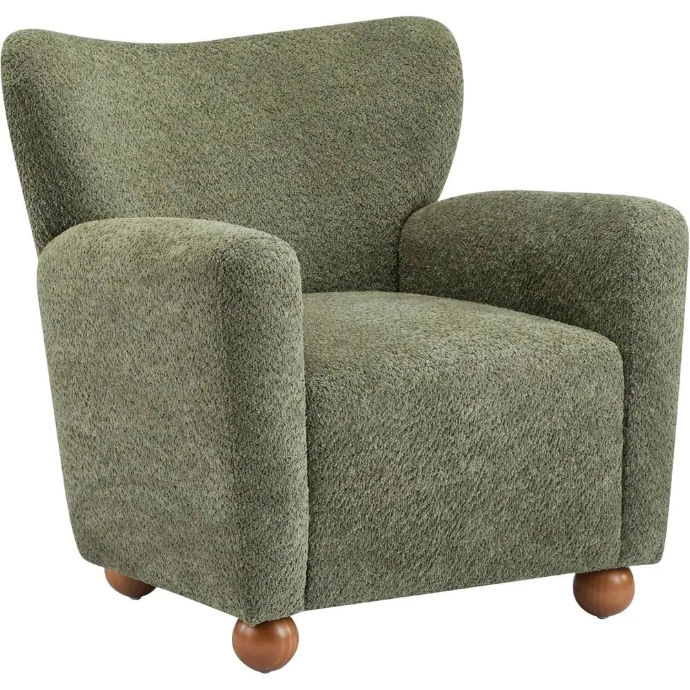 Wingback Accent Chair Upholstered Armchair With Rounded Wooden Legs