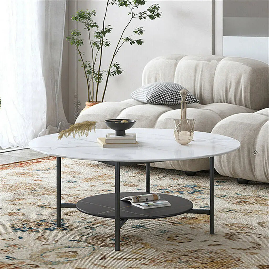 Wisfor 2 Tier Round Coffee Table Modern Sintered Stone