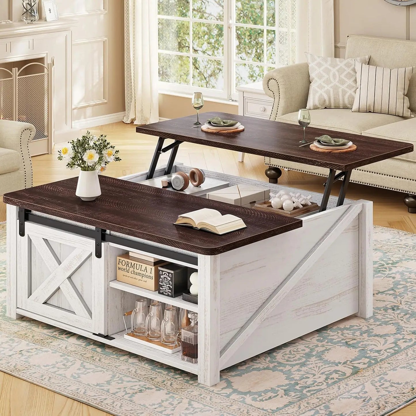 Lift Top Coffee Table With Storage Farmhouse Style