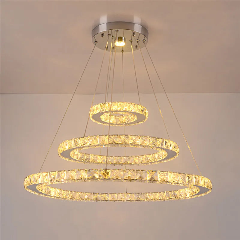 Crystal Modern Pendant Light Chandelier With Dimmable LED