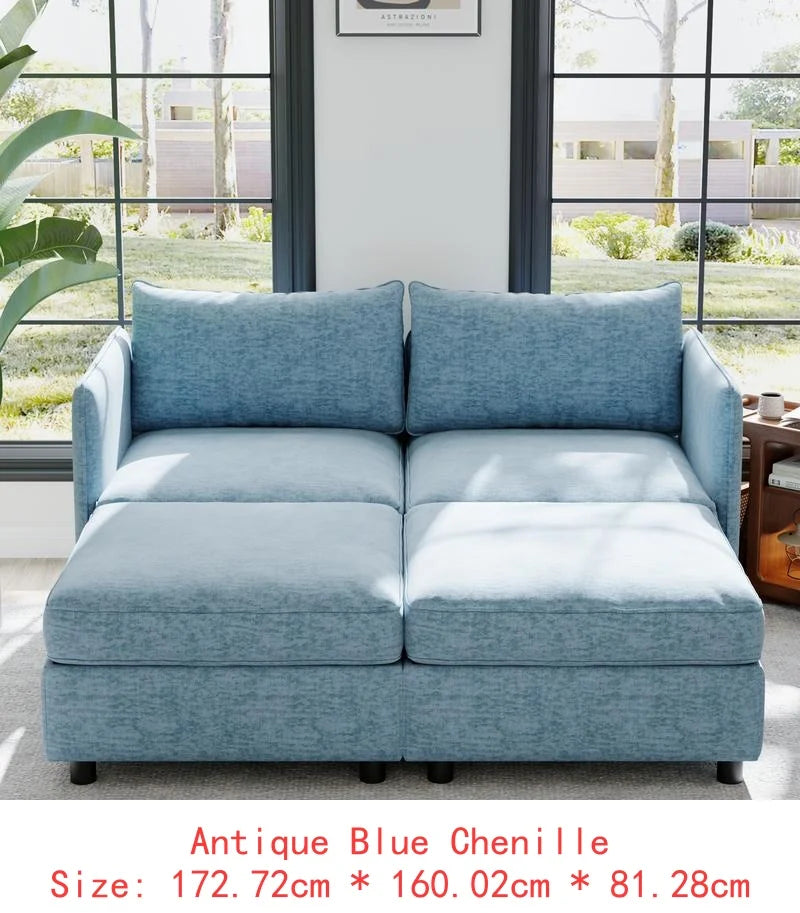 Modular Sectional Sofa Set With Storage 3 Seater Loveseat Chair