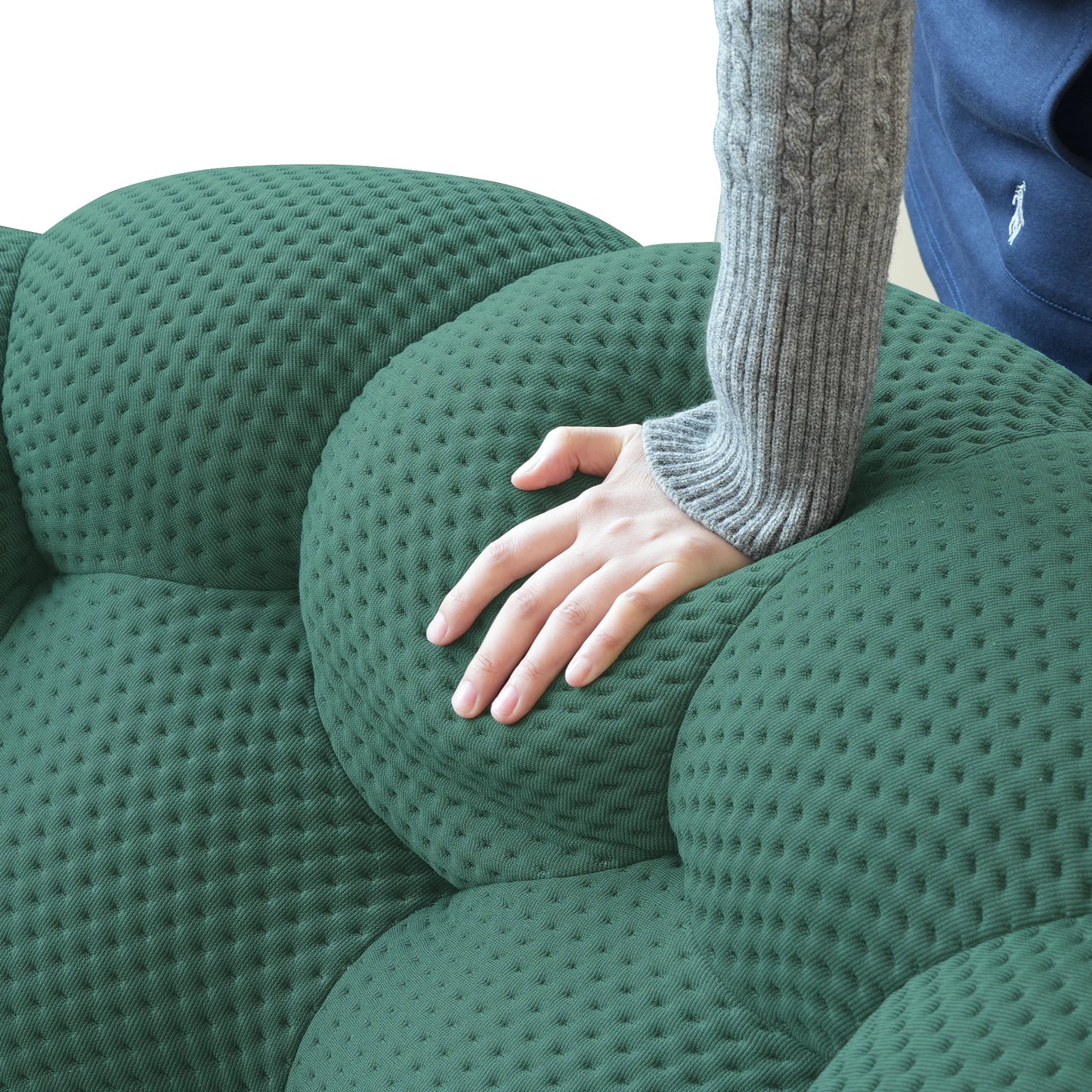 Sdorens Modern Curved Boneless Sofa With 3D Knitted Fabric Loveseat