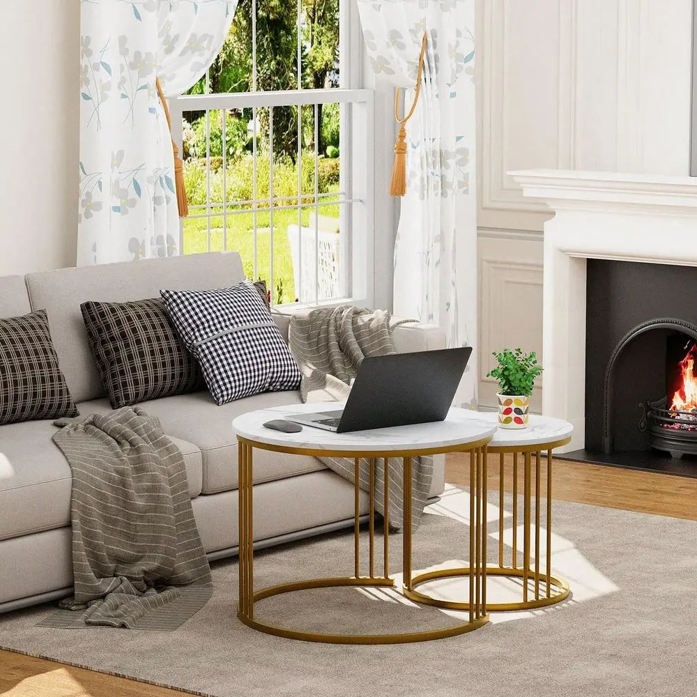 XMSJ Faux Marble Nesting Table For Small Living Rooms