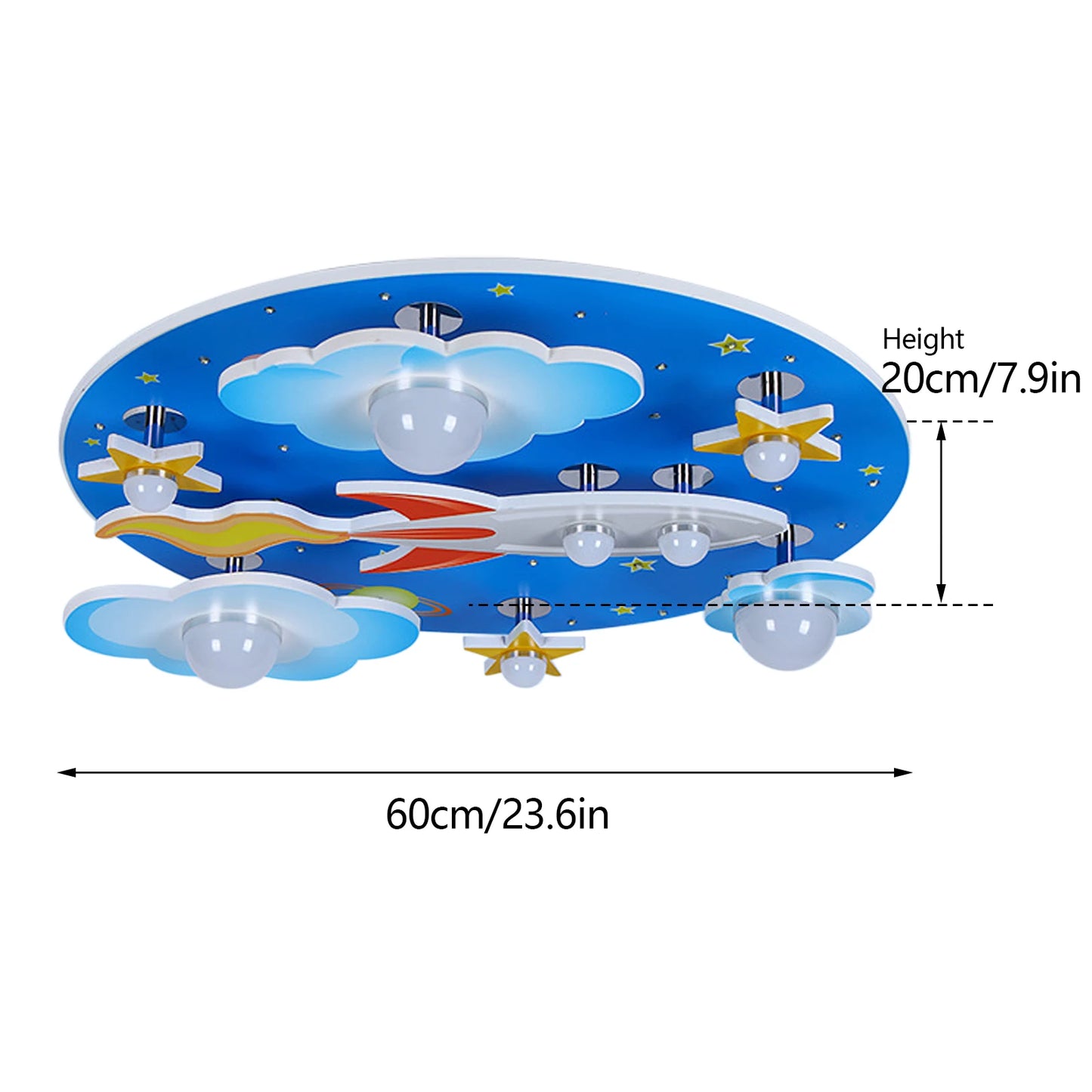 Modern Cartoon LED Ceiling Light Dimmable Wood Stars Chandelier