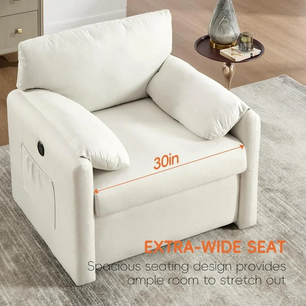 Custom Mid Century Modern Oversized Accent Chair With USB Ports
