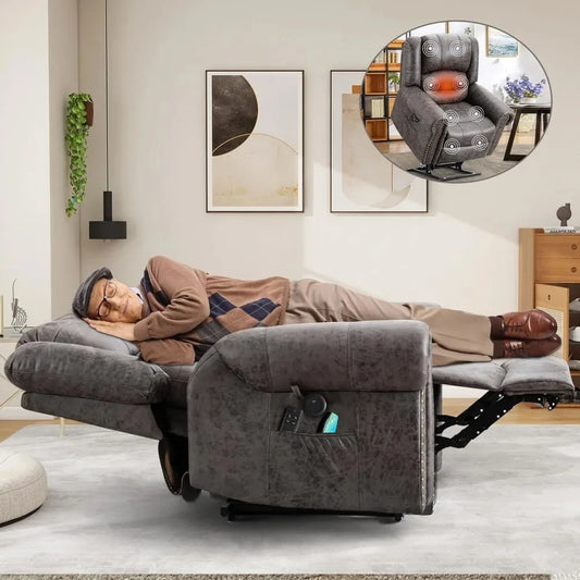 CHENGWEI Dual Motor Lay Flat Lift Chair Recliner Massage Heat