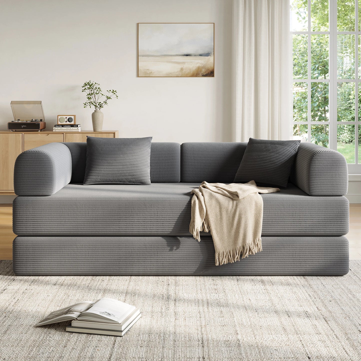 THOLASIS Convertible Floor Sofa Bed 5-in-1 DIY Modular