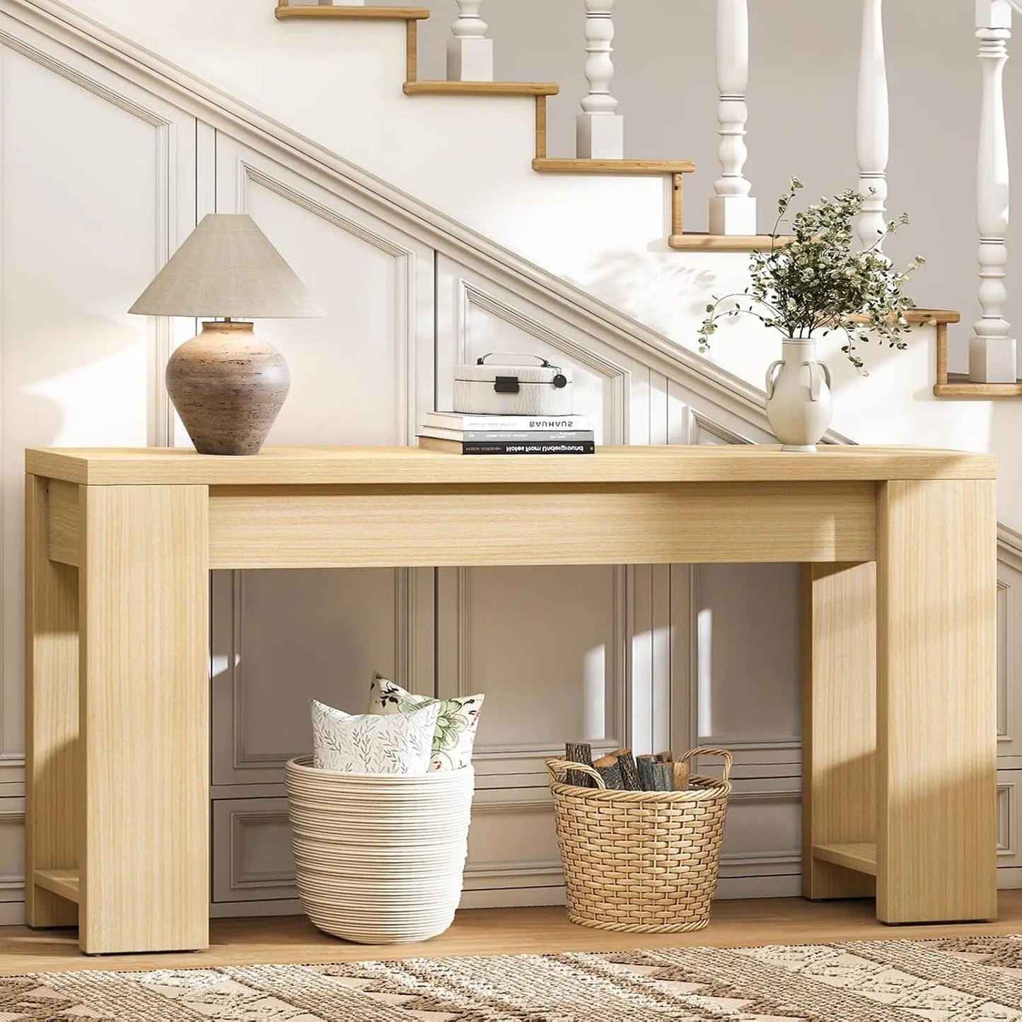 Farmhouse Wood Console Table Plank And Beam Entryway For Living Room