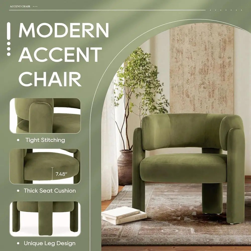 Velvet Accent Chair Set of Two Upholstered Barrel Chairs