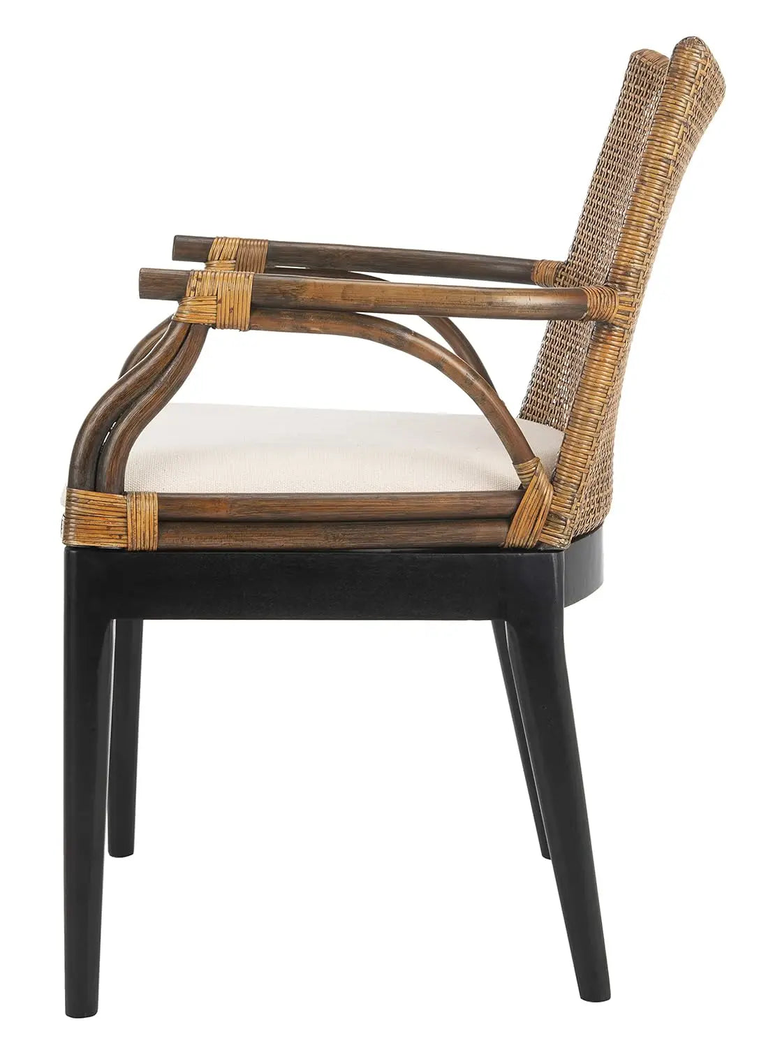 Solid Wood Rattan Arm Chair For Living Room Modern Style