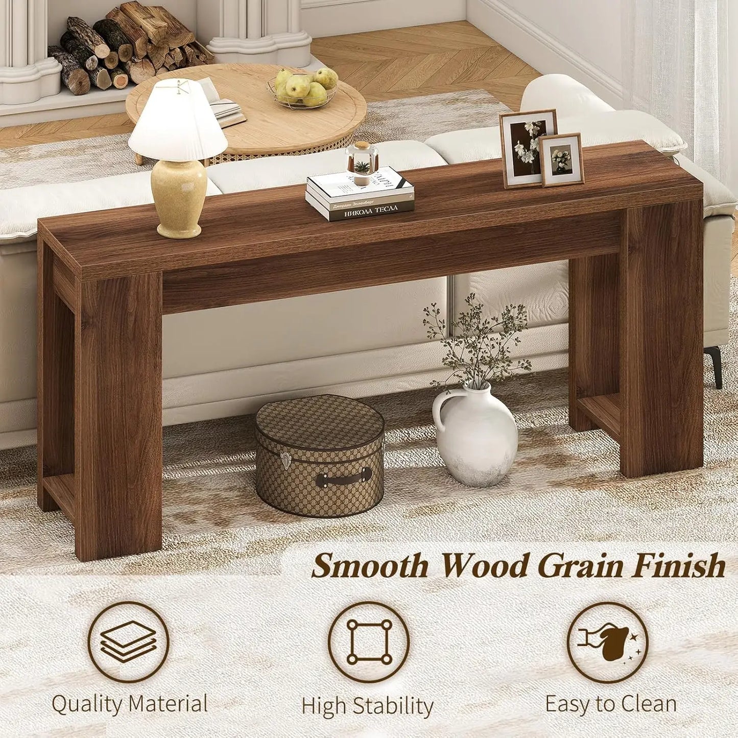 Farmhouse Wood Console Table Plank And Beam Entryway For Living Room
