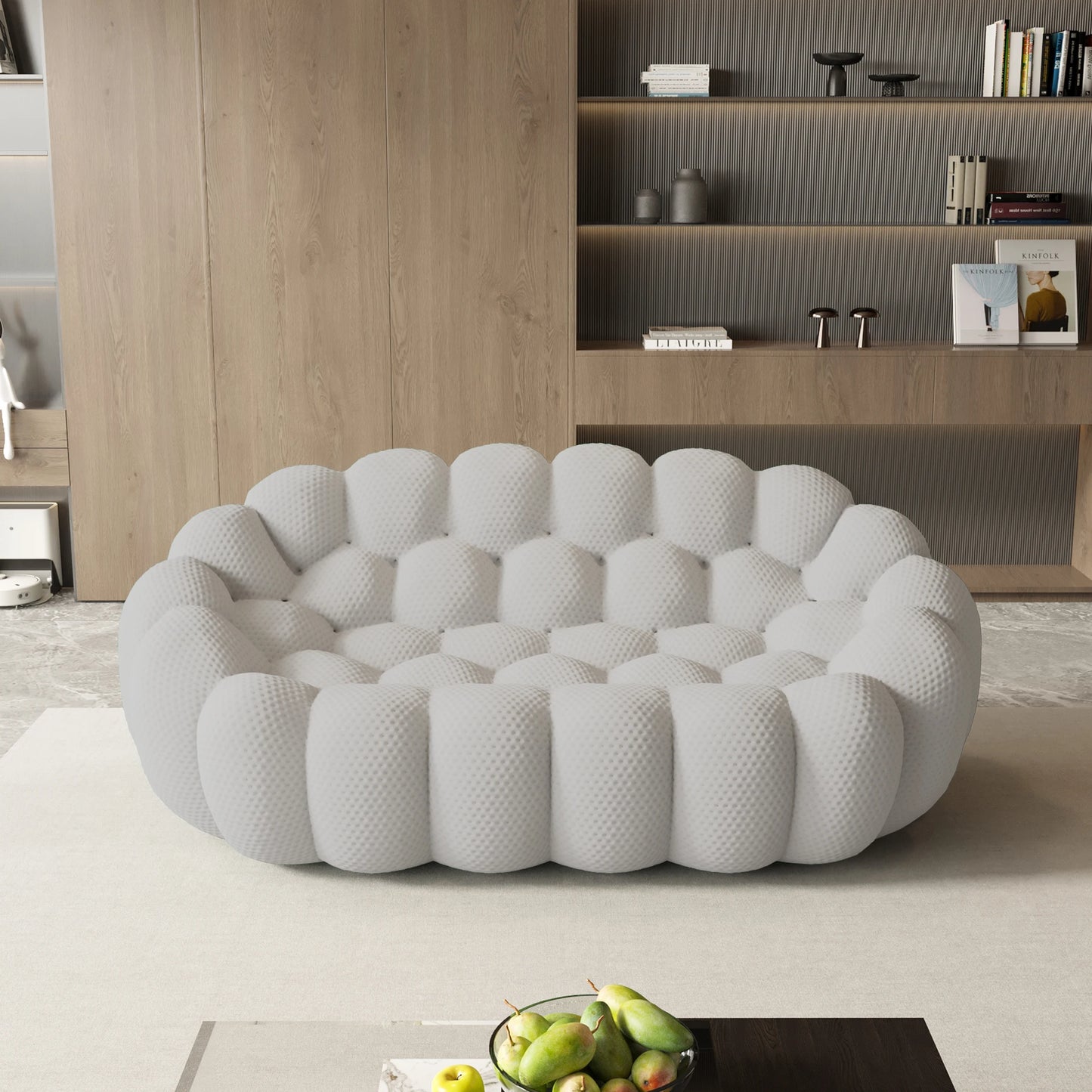 Sdorens Modern Curved Boneless Sofa With 3D Knitted Fabric Loveseat