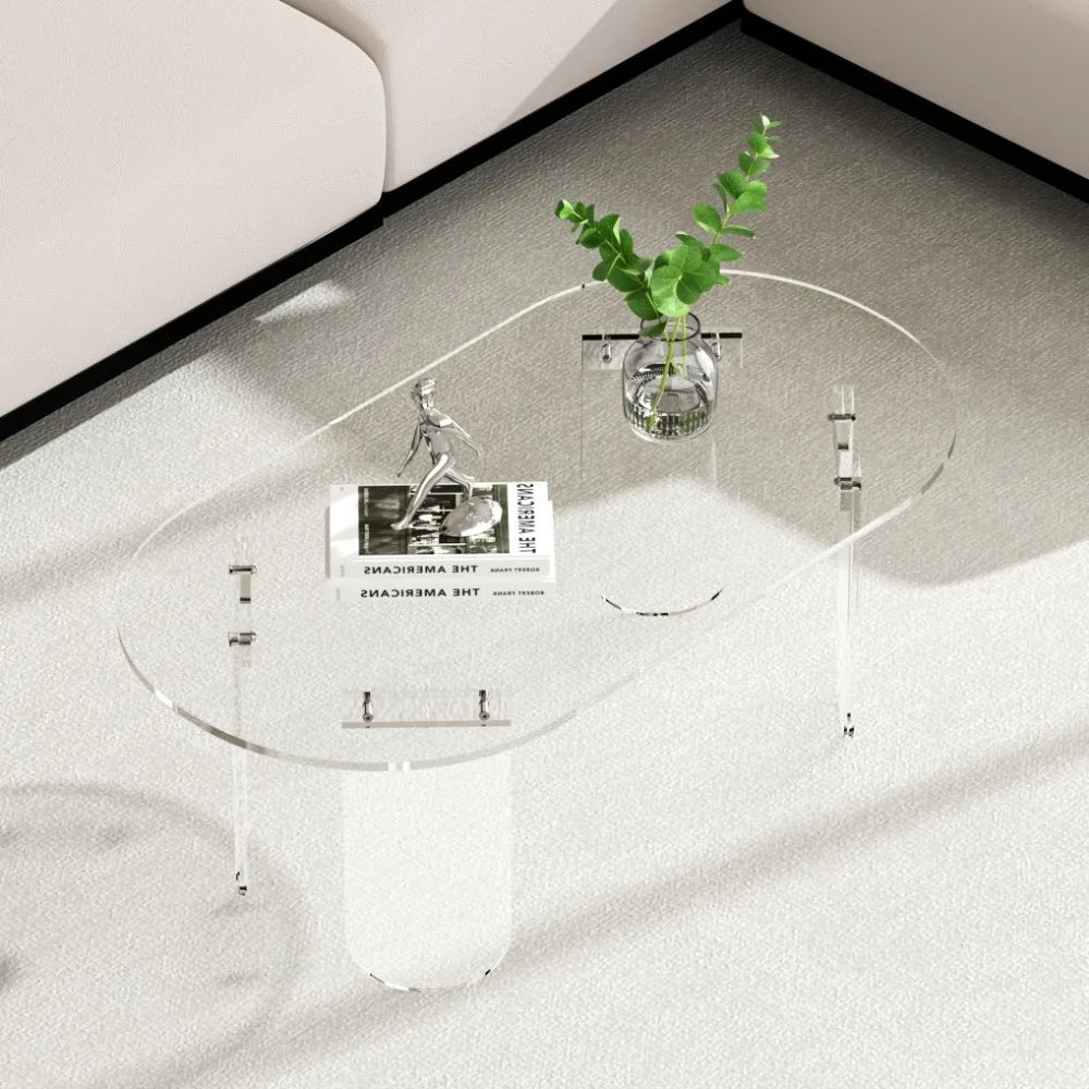 Acrylic Coffee Table Oval Center Table For Living Room