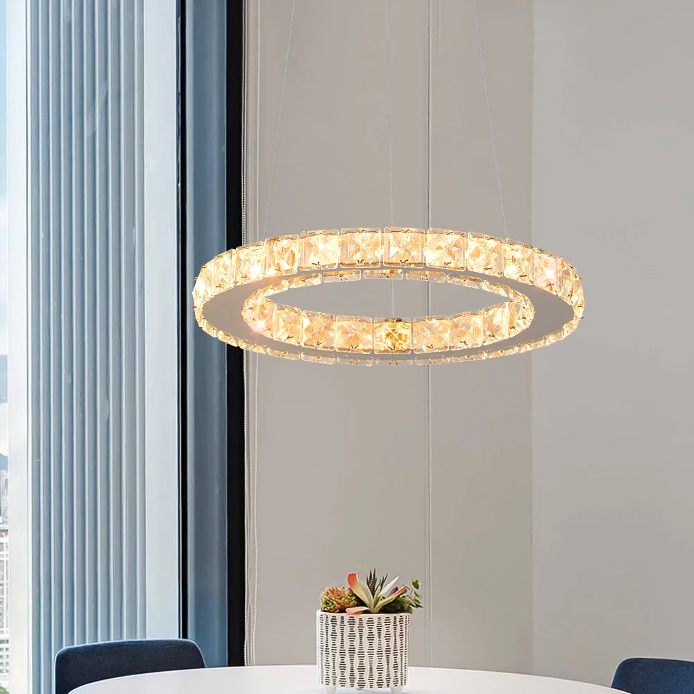 Crystal Modern Pendant Light Chandelier With Dimmable LED