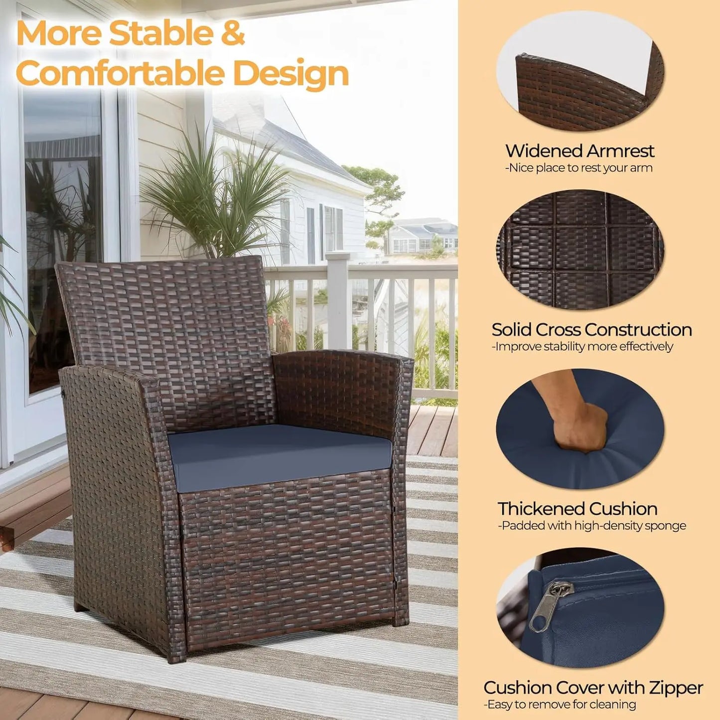 Outdoor Patio Furniture Set Rattan Table and Chairs Conversation Sofa