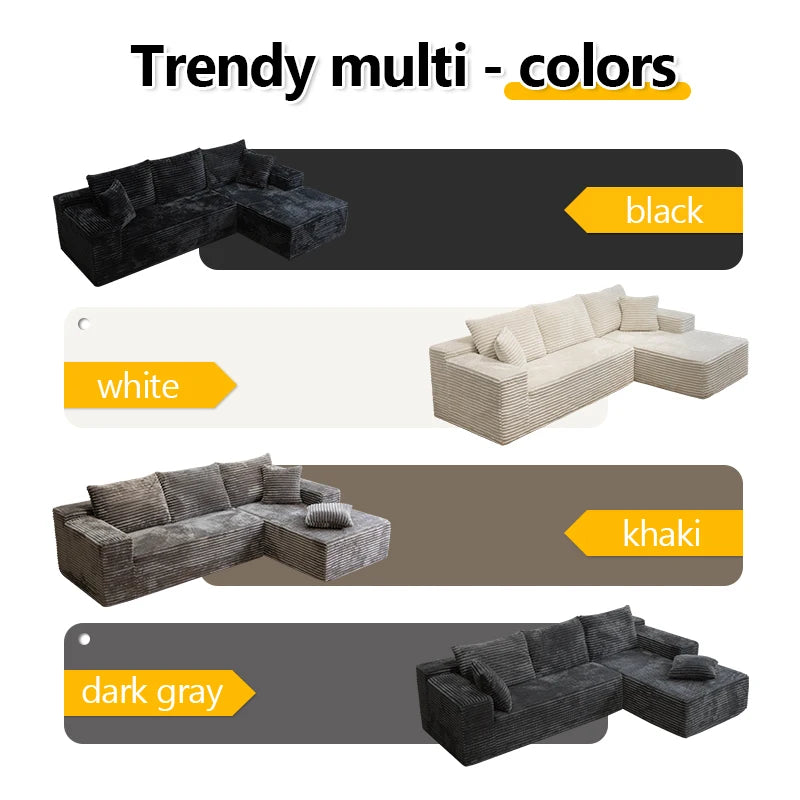 L Shaped Living Room Sofa Bed Convertible Minimalist Deep Seat