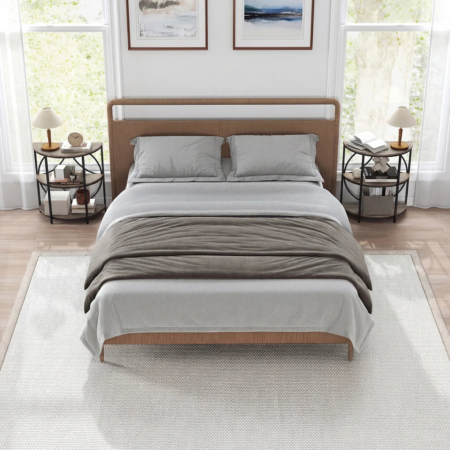 HOMASIS 3 Tier Half Round End Tables Set of 2