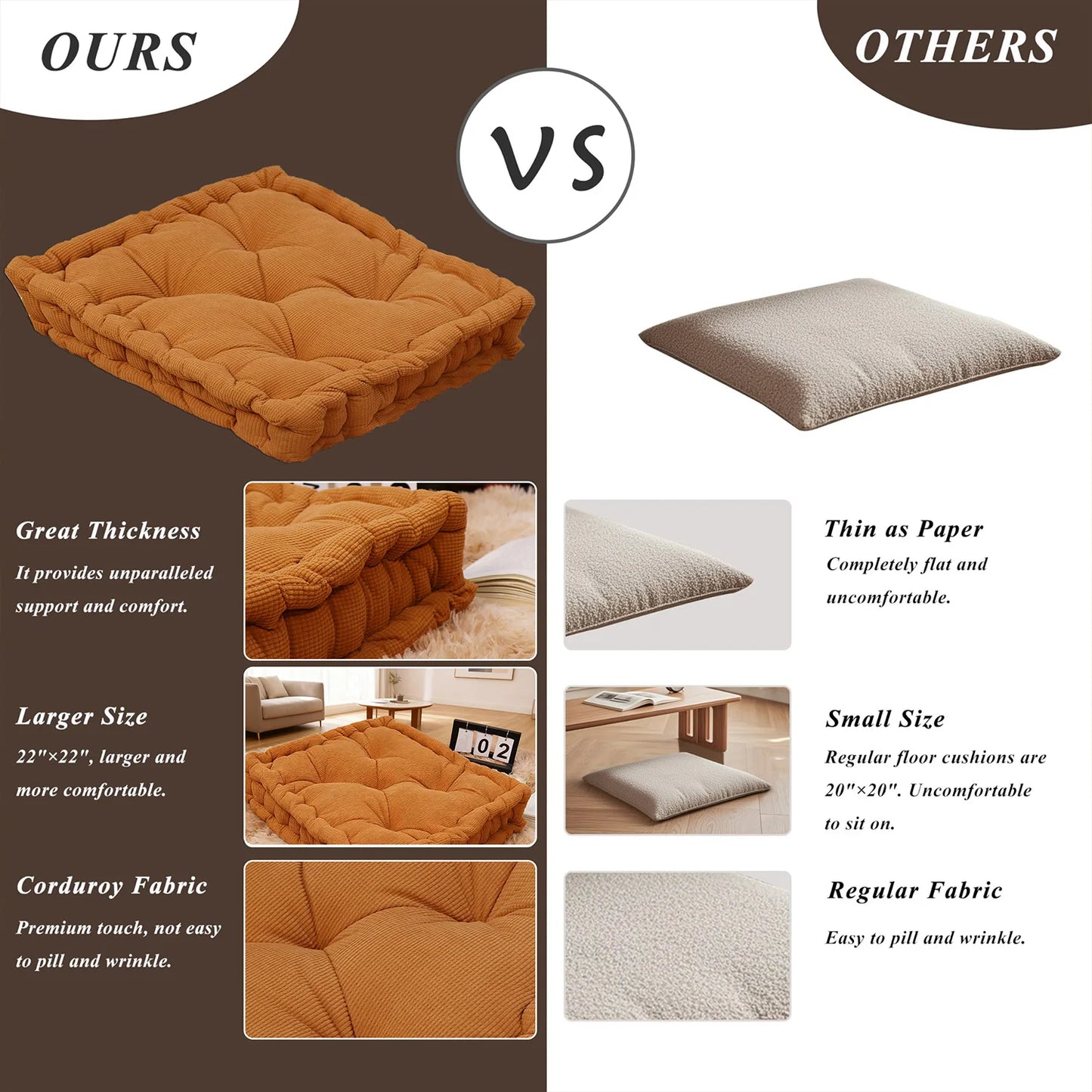 Square Intelligent Design Memory Floor Pillow for Meditation and Yoga