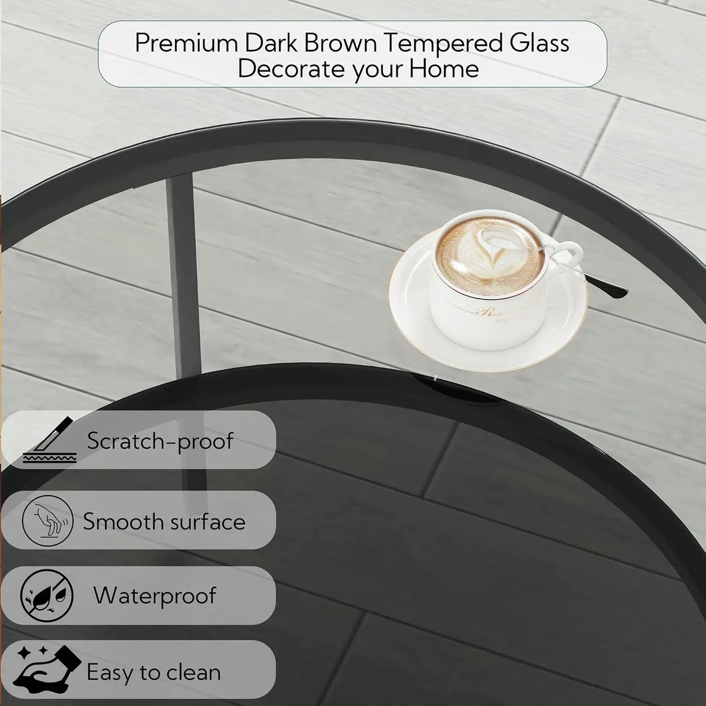Round Glass Coffee Table With Storage Shelf For Living Room