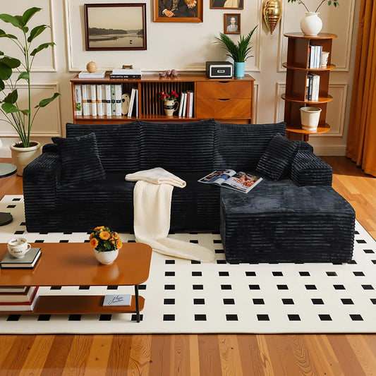 L Shaped Living Room Sofa Bed Convertible Minimalist Deep Seat