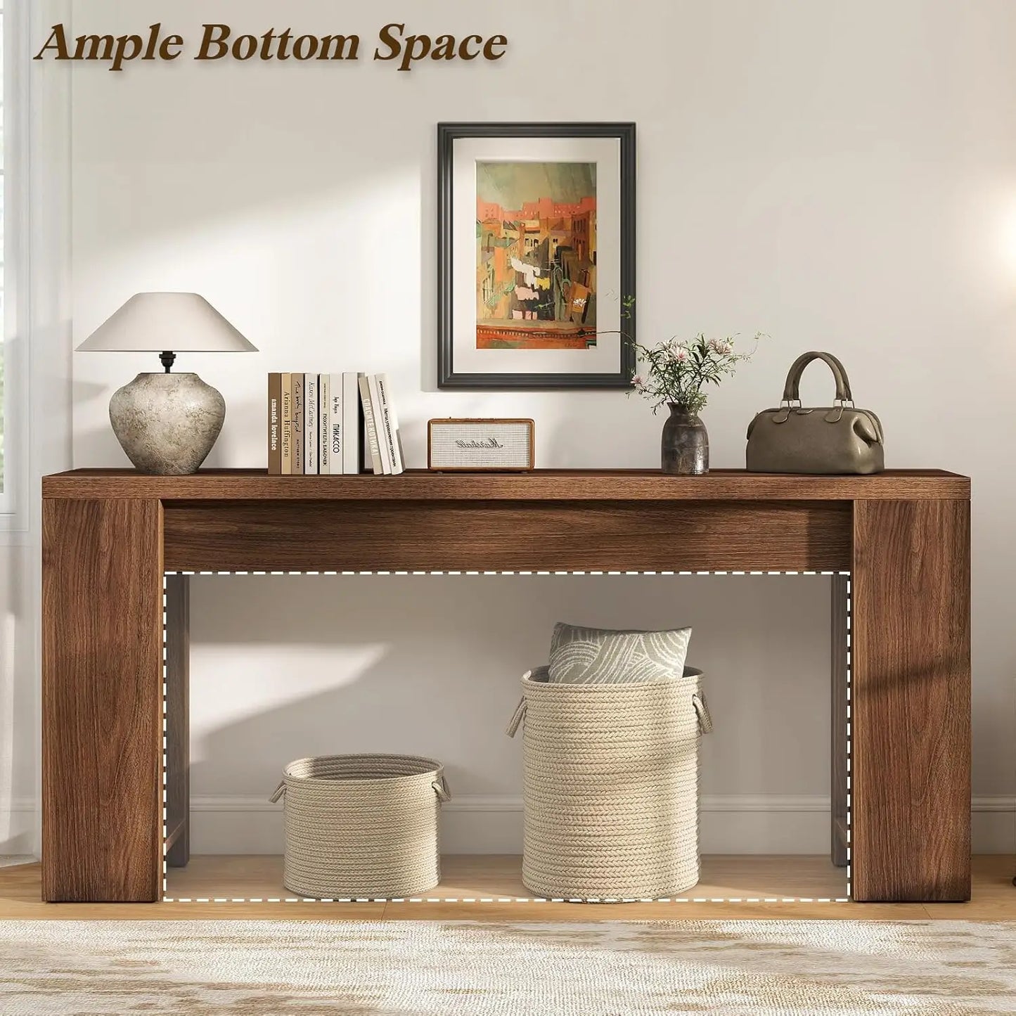 Farmhouse Wood Console Table Plank And Beam Entryway For Living Room