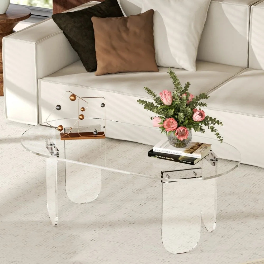 Acrylic Coffee Table Oval Center Table For Living Room