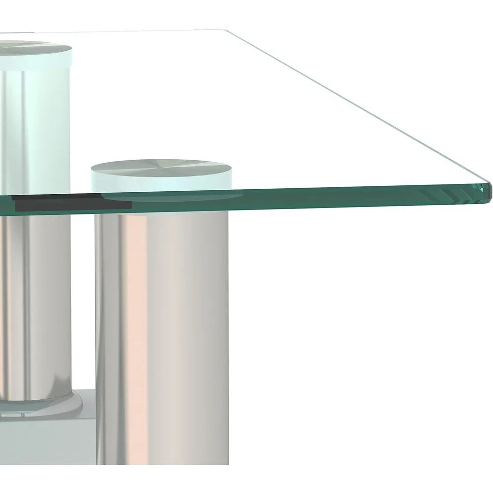 Living Room Tempered Glass Coffee Table And End Tables Set